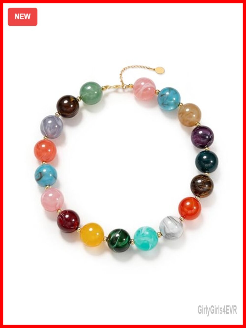 Chunky Beaded Starfish Shell Necklace Acrylic Boho Summer Choker